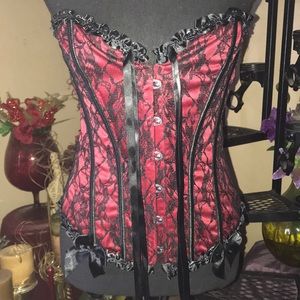 NWOT Red & Black Lace Bustier Corset Lingerie Large